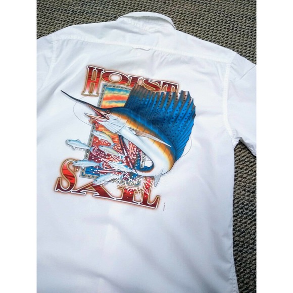 Vtg 90's Penn Reels Authentic Fishing Gear Hoist Sail Swordfish Print Mens' Med - Picture 1 of 6